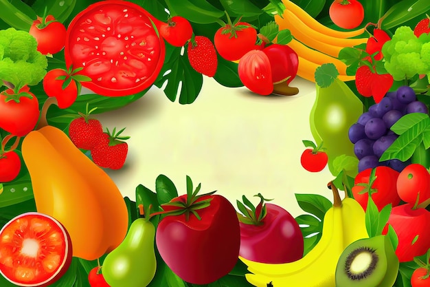 Organic fruit and vegtable garden background Generative Ai