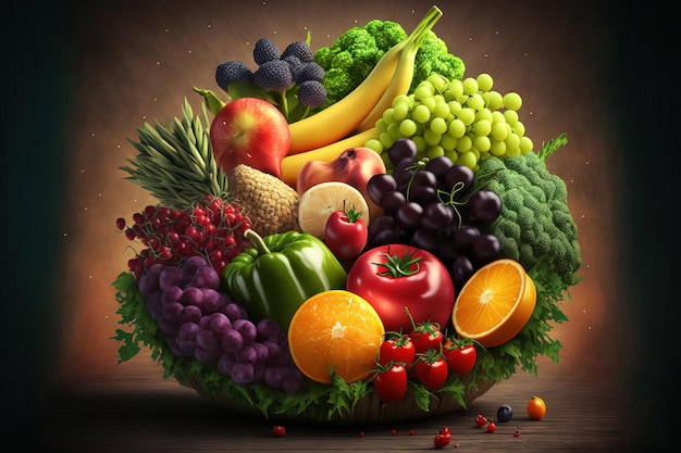 Photo organic fruits and vegetables