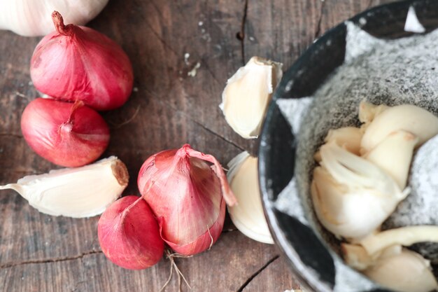 Organic garlic with shallot