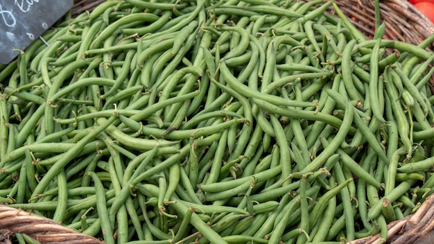 Organic green beans on the market