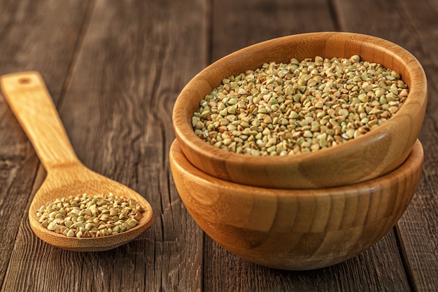 Organic green buckwheat closeup