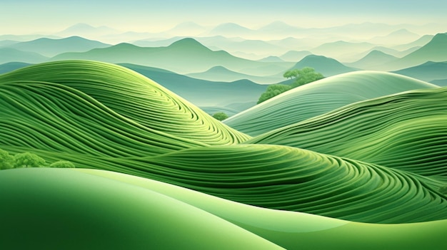 有機的な緑のラインの壁紙の抽象的な背景イラスト