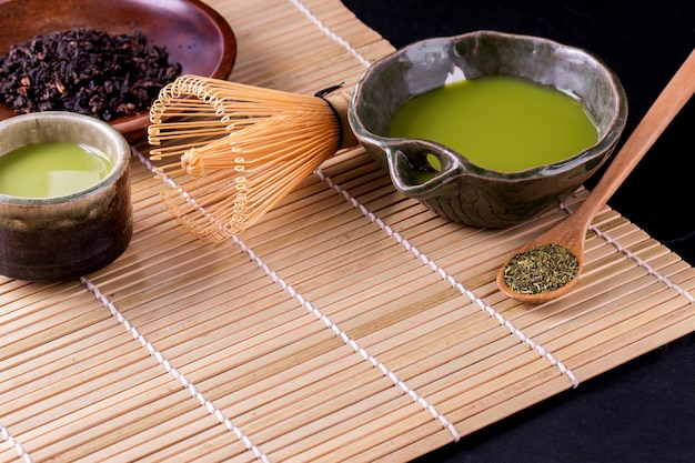 Organic Green Matcha Tea in a Bowl