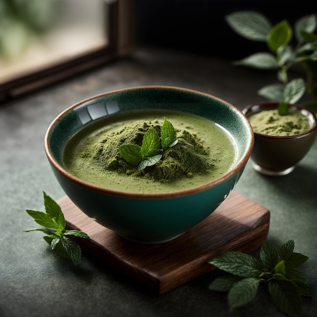 Organic Green Matcha Tea in Bowl