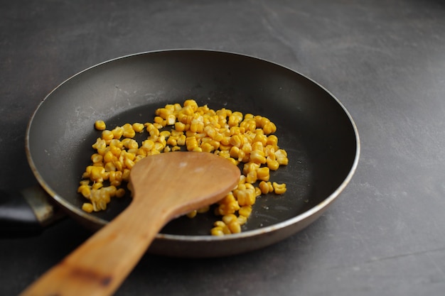 Organic Grilled Corn in a Frying Pan