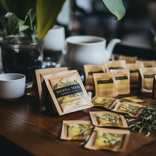 Organic gutfriendly tea bags on a table