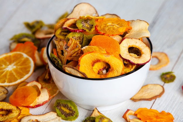 Organic Healthy Assorted Dried Fruit Mix close up