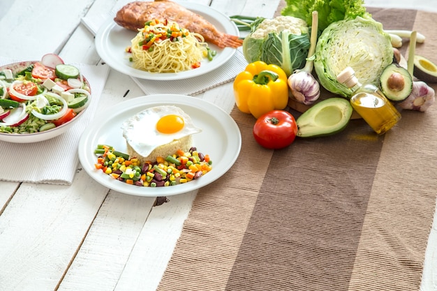 Organic healthy food on the dining table