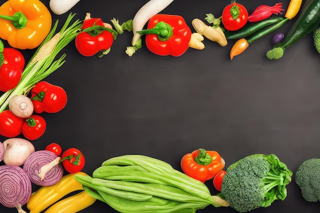 Organic healthy food, vegetables on gray background, vegetables tomatoes bell peppers on chopping