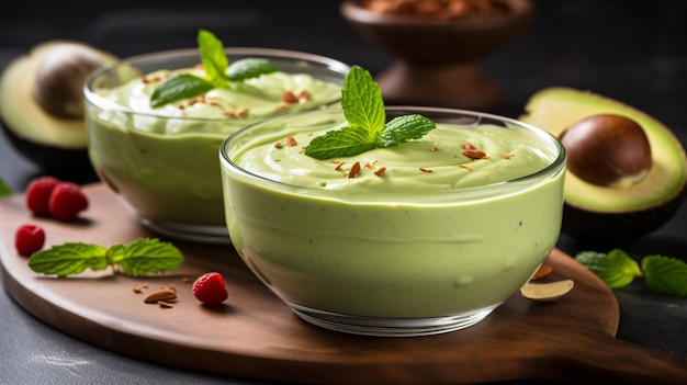 Organic healthy homemade avocado pudding