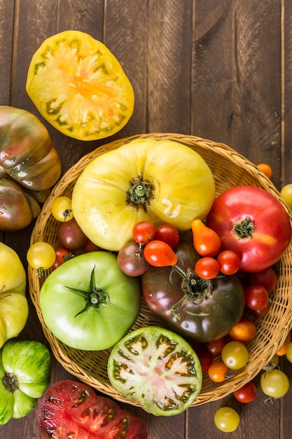 Organic heirloom tomatoes from backyard farm.