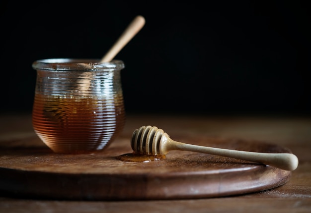 Idea di ricetta di fotografia di cibo di miele biologico