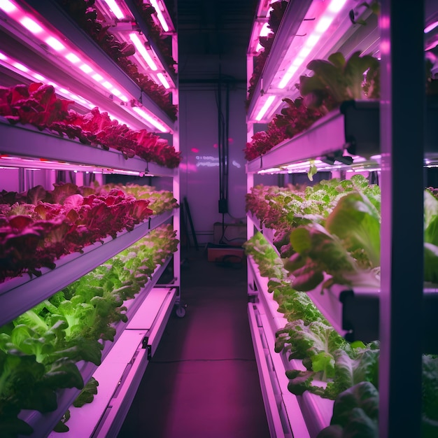 LED 조명으로 재배하는 유기농 수경 재배 실내 농장 농업 기술 수직 농업