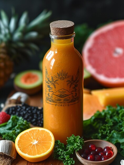 Photo a organic juice bottle mockup