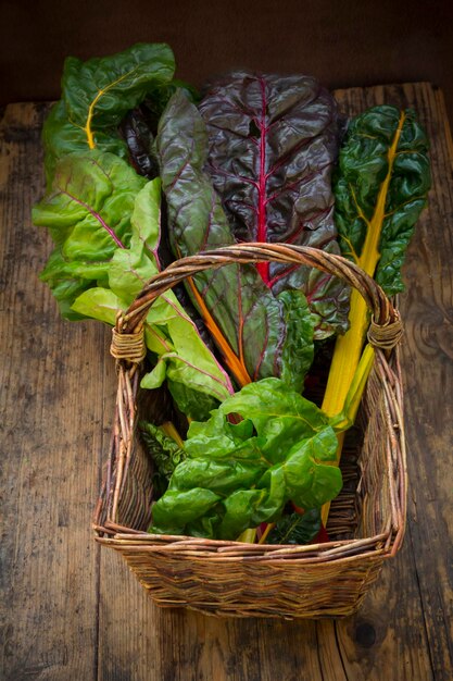 Organic mangold in basket