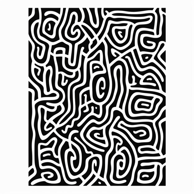 Organic Maze Patterns Bold Zwart en Wit Doodle Poster