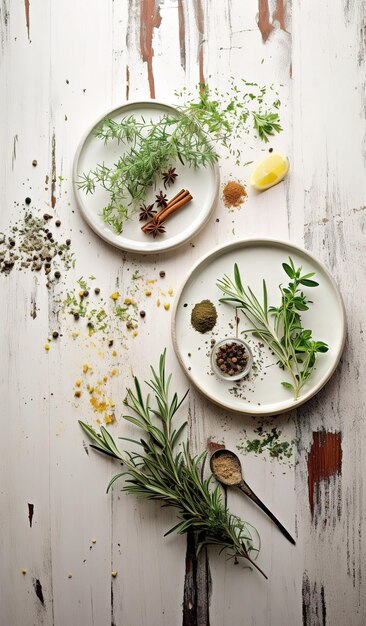 organic Mediterranean herbs and spices background