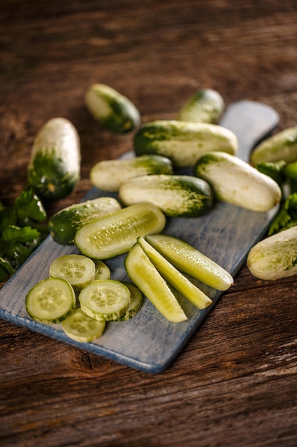 Photo organic mini cucumbers