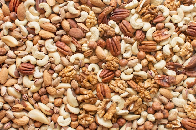 organic mixed nuts background.