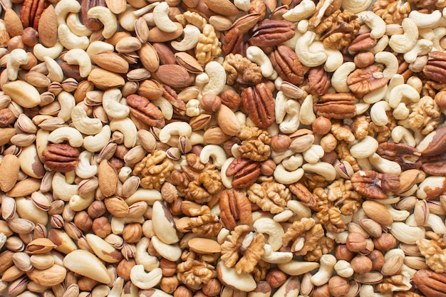 Organic mixed nuts background.