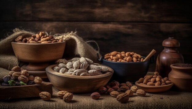 Organic nut bowl nature gourmet snack a healthy variation generated by artificial intelligence