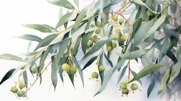 Foto oasi organica acquerello di eucalipto ispirazione generata dall'ai