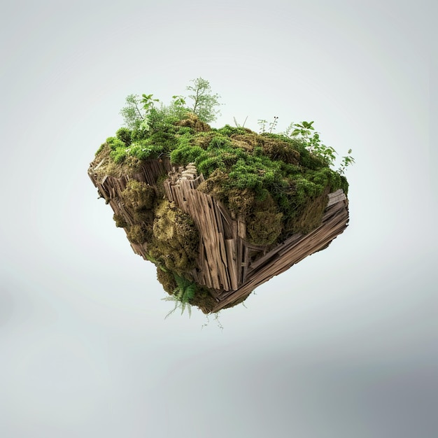 organic object made of wood and moss and vegetation