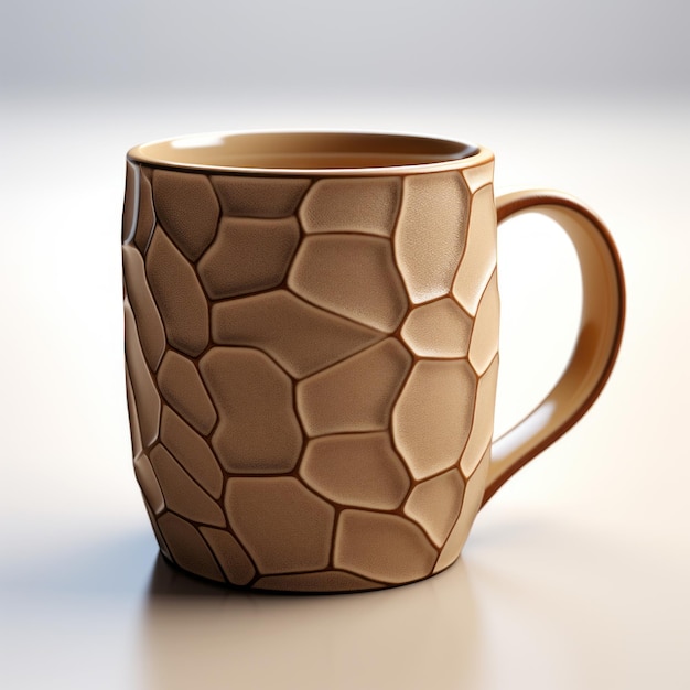 Foto modello 3d di tazza di caffè in ceramica a modello organico con tono sepia