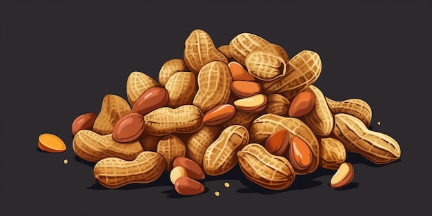 Organic Peanut Nuts Horizontal Trendy Illustration