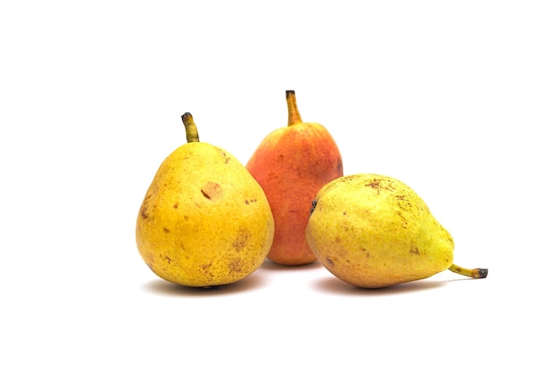 Organic pears on a white background