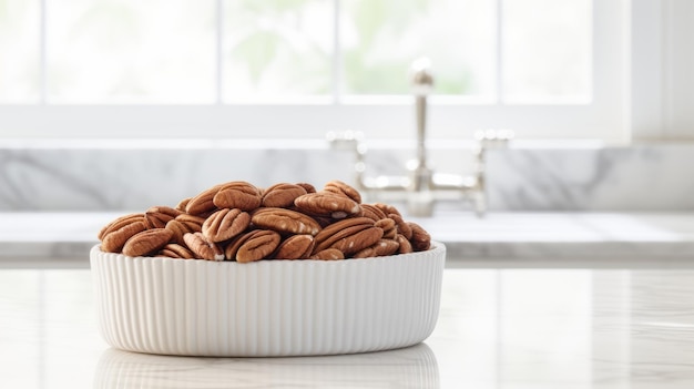 Organic Pecan Nuts Photorealistic Horizontal Illustration Nutritious Vegetarian Protein Snack Ai Generated bright Illustration with Delicious Tasty Pecan Nuts