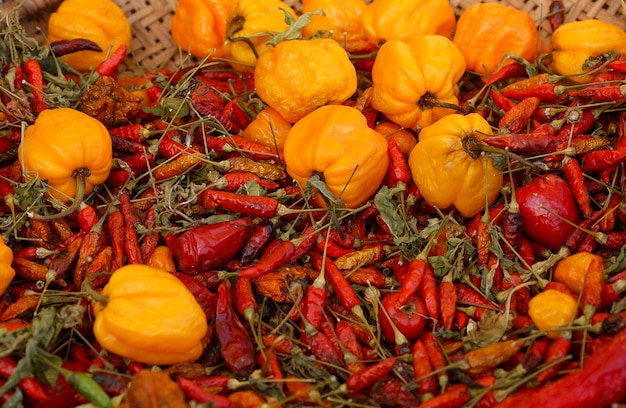 Organic peppers for sale at a popular fair in brazil