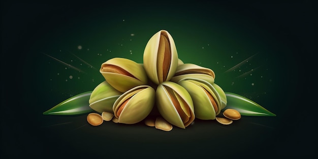 Organic Pistachio Nuts Horizontal Trendy Illustration