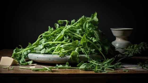 Organic plant Arugula on the table