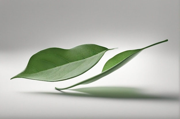 Organic Purity Lifelike 3D Green Leaves Presented on White