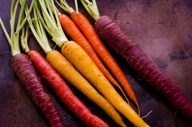 Organic rainbow carrots from the local farm.