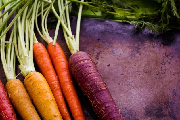 Organic rainbow carrots from the local farm.