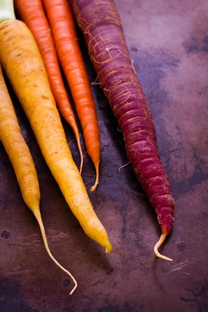 Organic rainbow carrots from the local farm.