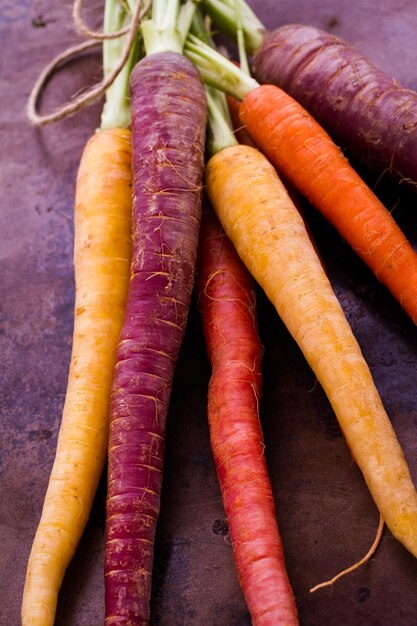 Organic rainbow carrots from the local farm.