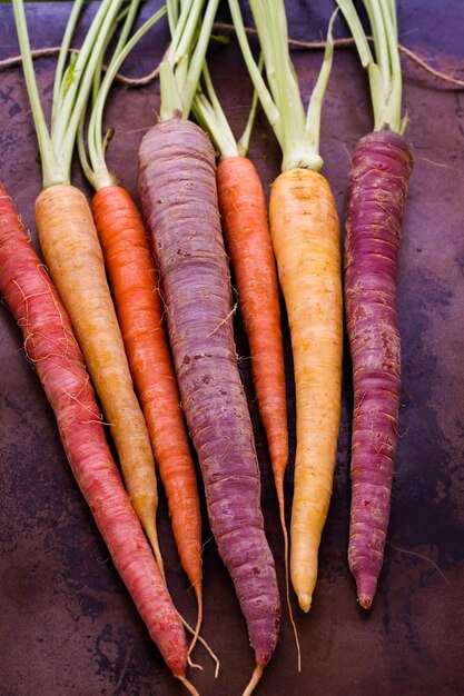 Organic rainbow carrots from the local farm.