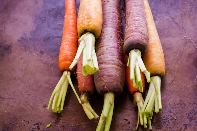 Organic rainbow carrots from the local farm.