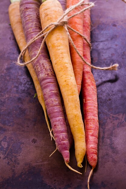 Organic rainbow carrots from the local farm.