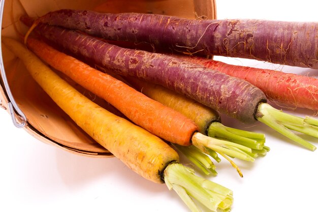 Organic rainbow carrots from the local farm.