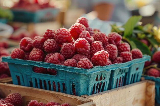 Foto lamponi biologici sul mercato