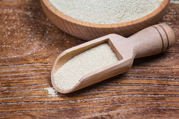 Organic Raw Yeast for baking bread against a background