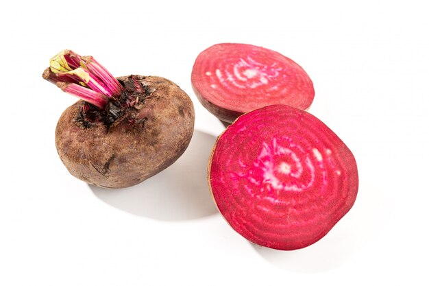 Organic red beetroots isolated