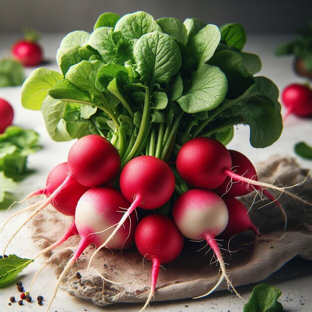 Photo organic red radishes