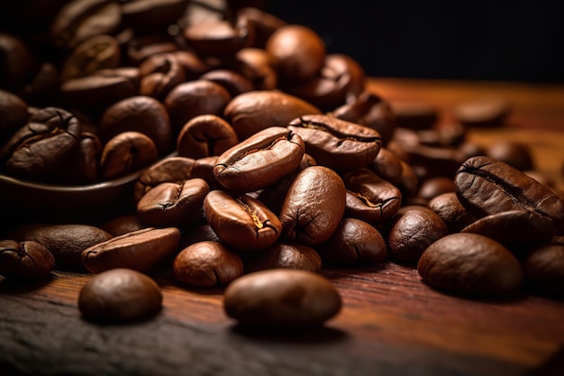 organic roasted coffee beans on the table