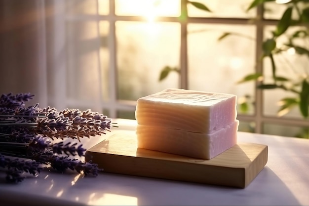 Organic soap with lavender handmade at home