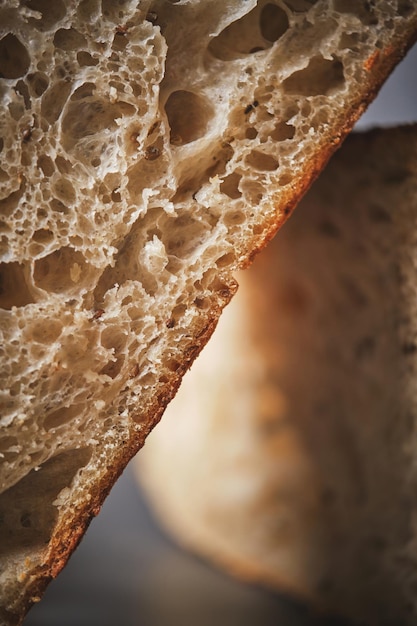 Organic sourdough bread crumb with whole wheat flour